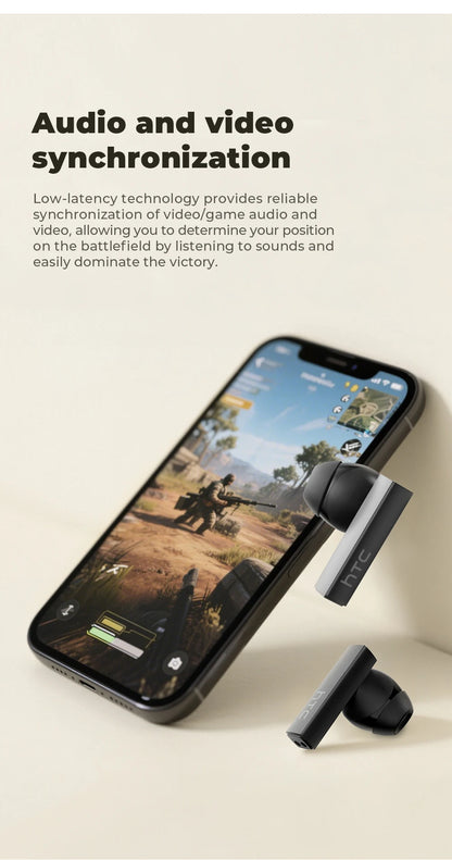 Headphones Bluetooth 5.2 TWS HTC Wireless Earphones Sports Earbuds With Microphone Full HD LCD Display Control Music Headset