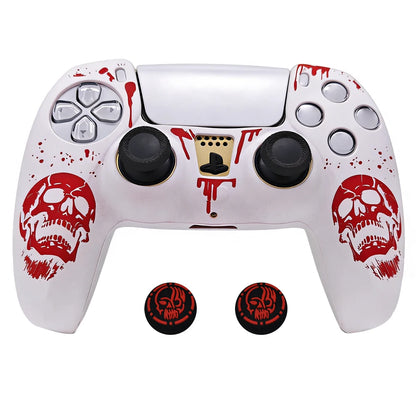 For PS5 Controller Silicone Cover Soft Skin Case with Laser Engraving 2 Thumb Grips Anti-Slip Shockproof Dustproof Covers