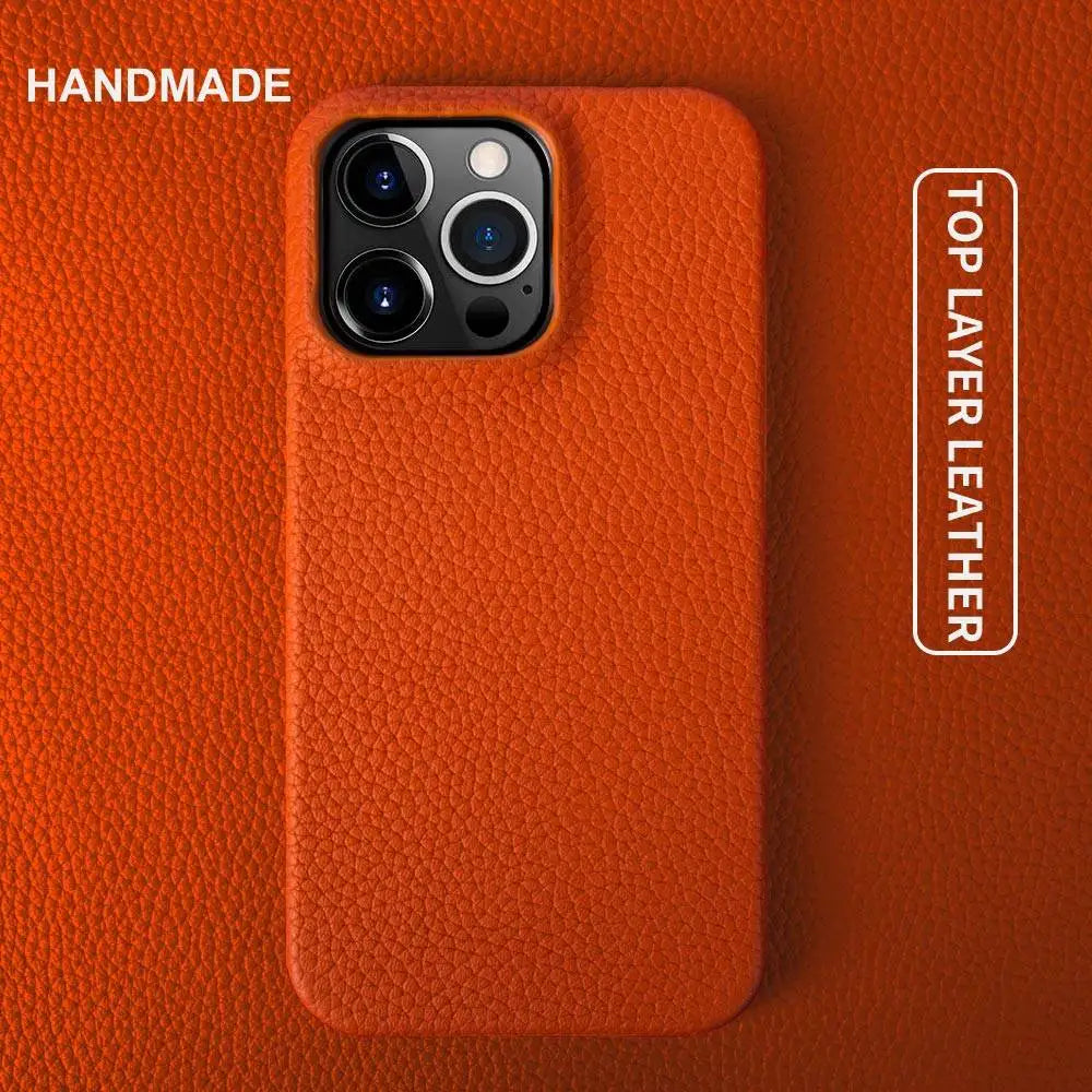For Iphone 14 Pro Max Case Luxury Genuine Leather Cover Business Phone Cases Back Cover for Iphone 13 18Pro 15 12 XR XSMax Coque