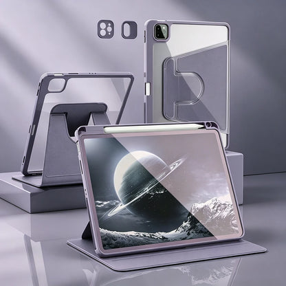 For iPad mini Air Pro 1 2 3 4 5 6 7 8 9 10 11 8.3 9.7 10.2 10.5 10.9 11 12.9 13 360 Degree Rotating Acrylic Case Auto Wake/Sleep