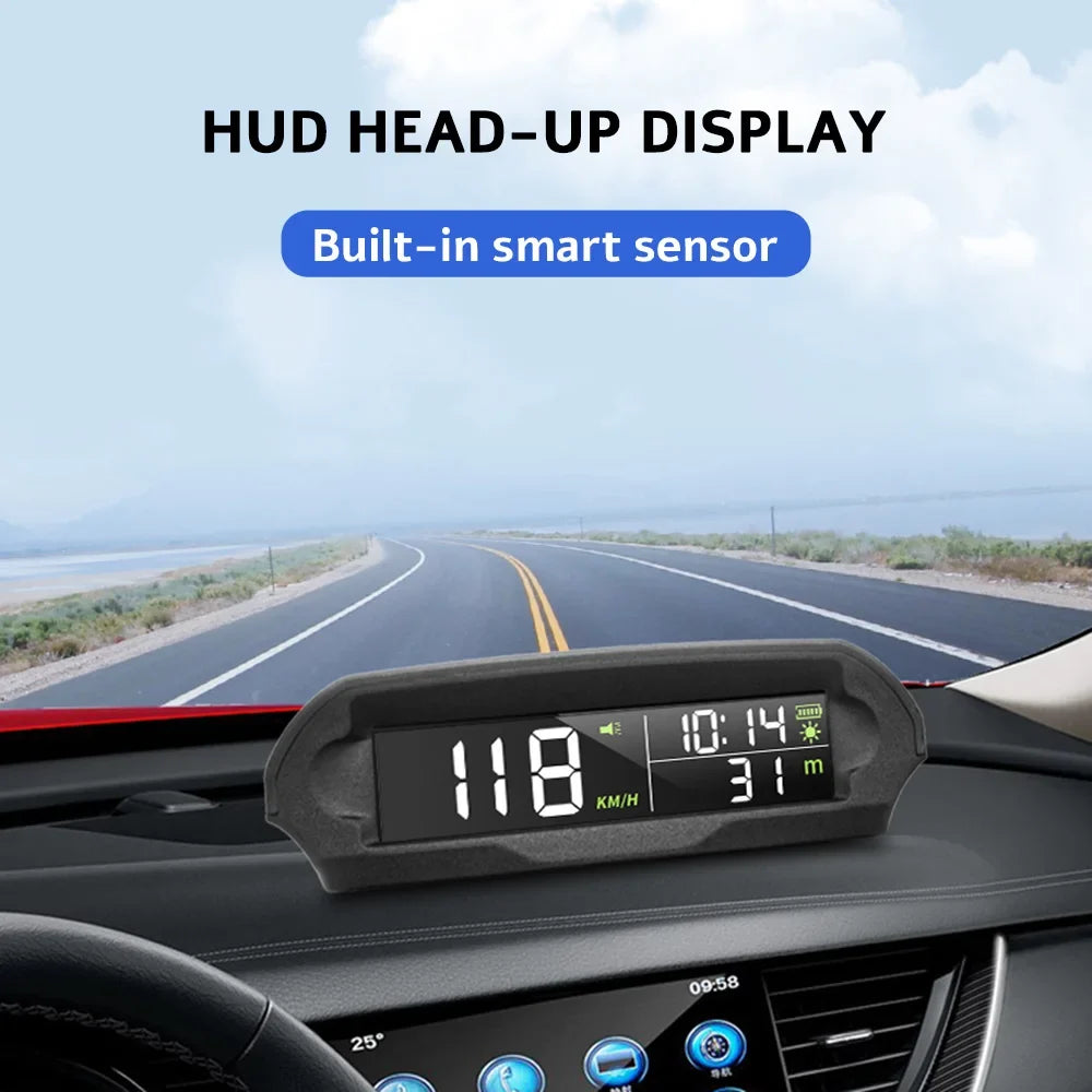 GPS Head Up Display Solar Digital Car Speedometer With Temperature/Altitude Over-Speed Fatigued Driving Reminder