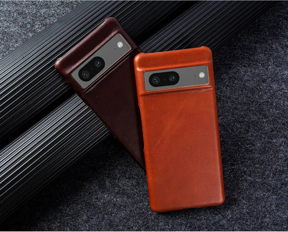 For Google Pixel 7 Case Luxury Oil Wax Genuine Leather Cover Pixel 6A 8Pro 7Pro 5A Capa Protective Etui Back Coque Carcasa Shell