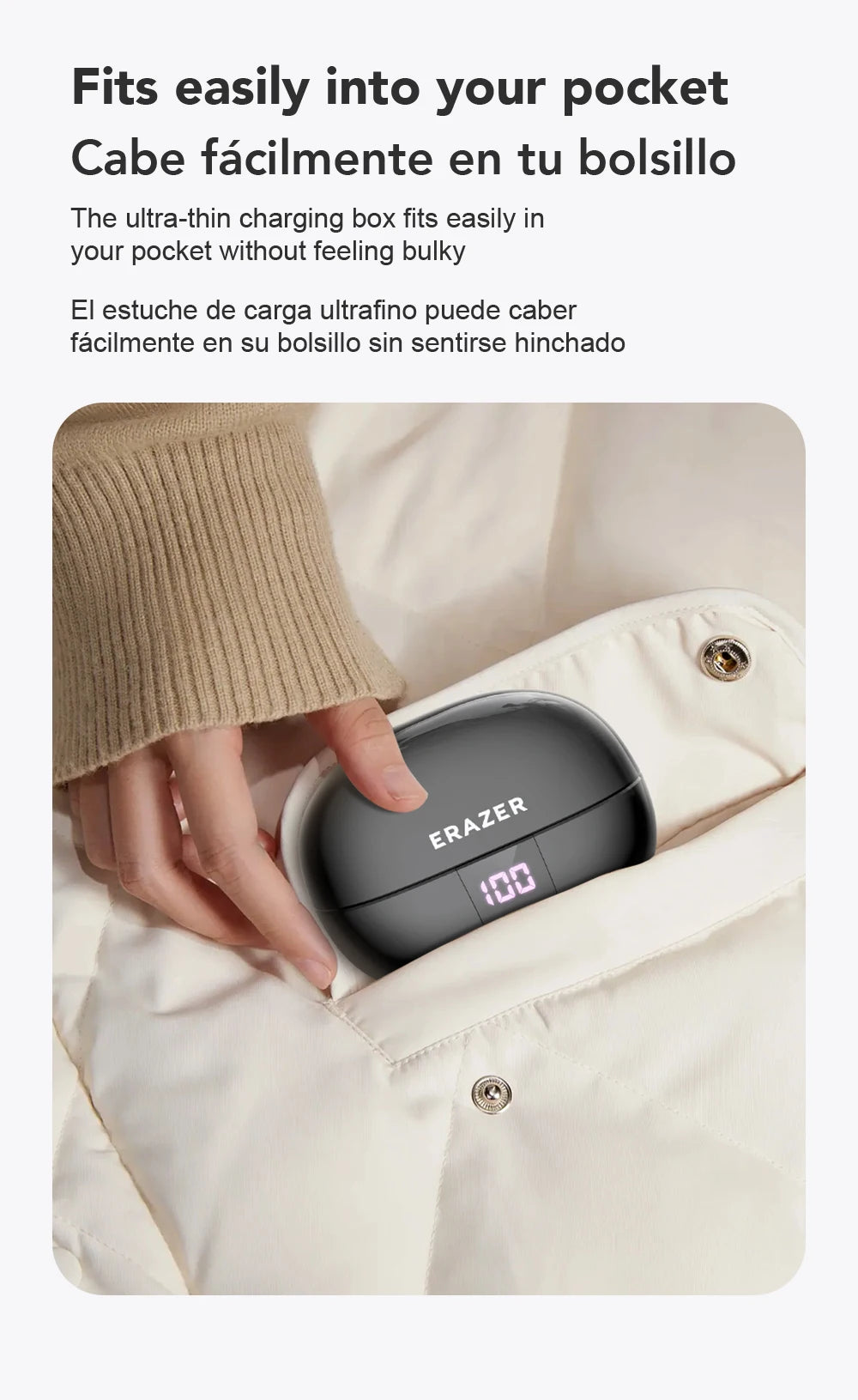 Erazer XT66 Intelligent Translator Earphone Wireless Headphones Bluetooth Earbuds Real-time Translate Equalizer APP Built-in Mic