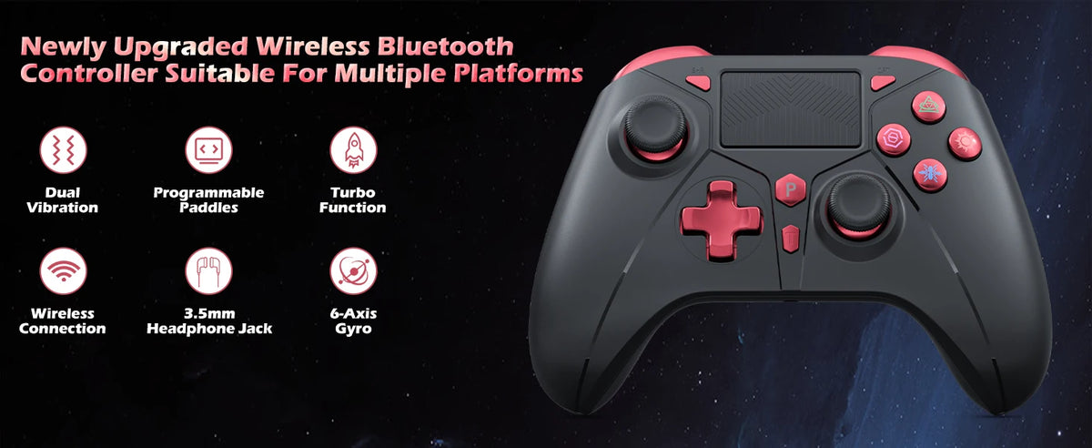 Game Controller For PlayStation 4/PS4 Pro/Slim/PS3/PC/IOS/Switch Wireless Gamepad,W/Turbo Dual Vibration 6-Axis Gyro 3.5mm Jack