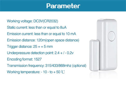 PGST 433 MHz Wireless Door Detector, Home Security Smart Window Anti-Theft Door Window Sensor, Used to Detect Open Doors, PE-67