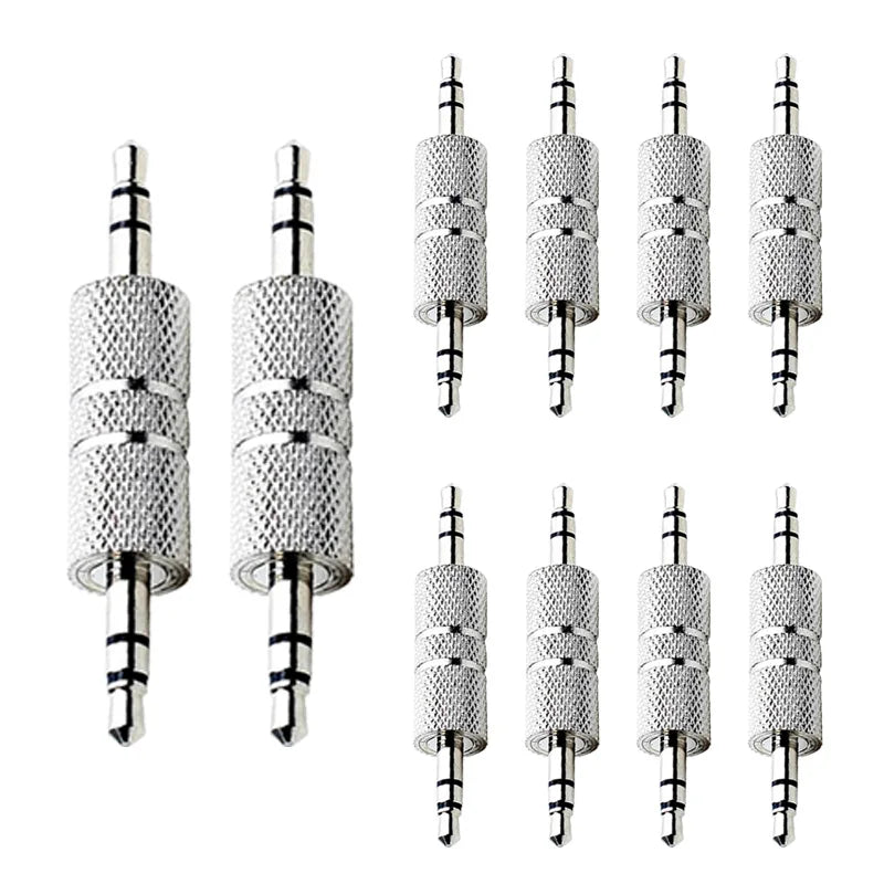 4pcs 3.5mm Male to Male Stereo Headphone Jack Audio Adapter Coupler Connector for Audio Car Bluetooth