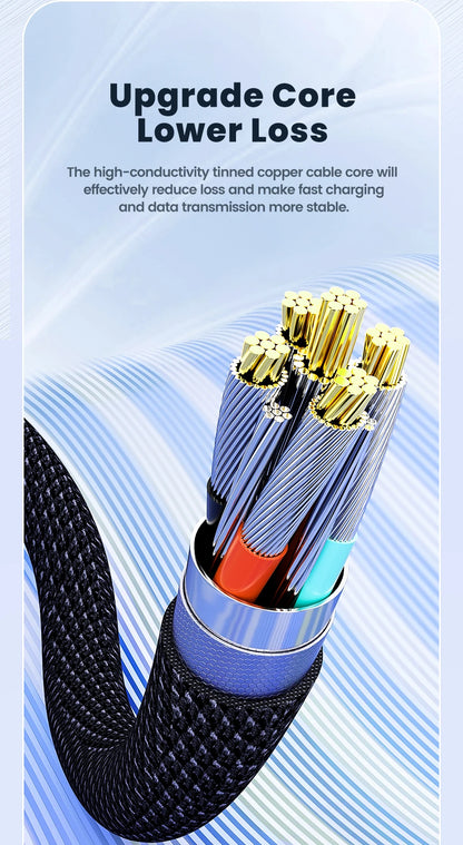 Toocki 3 in 1 USB C Cable 6A Fast Charge for Huawei Honor Micro USB Lightning Charger Cord for iPhone 14 Samsung Xiaomi Oneplus