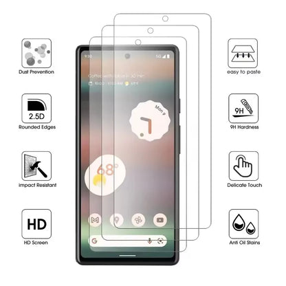 3PCS Tempered Glass for Google Pixel 9 8 Pro 9A 8A 7 7A 6 6A 9H Protective Transparent Screen Protector Film Glass