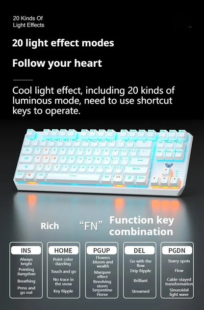 AULA F3087 Pro/F3087 Mechanical Keyboard 75% Layout Backlight Wired Full Key No Punch for Office E-Sport Gaming Keyboard
