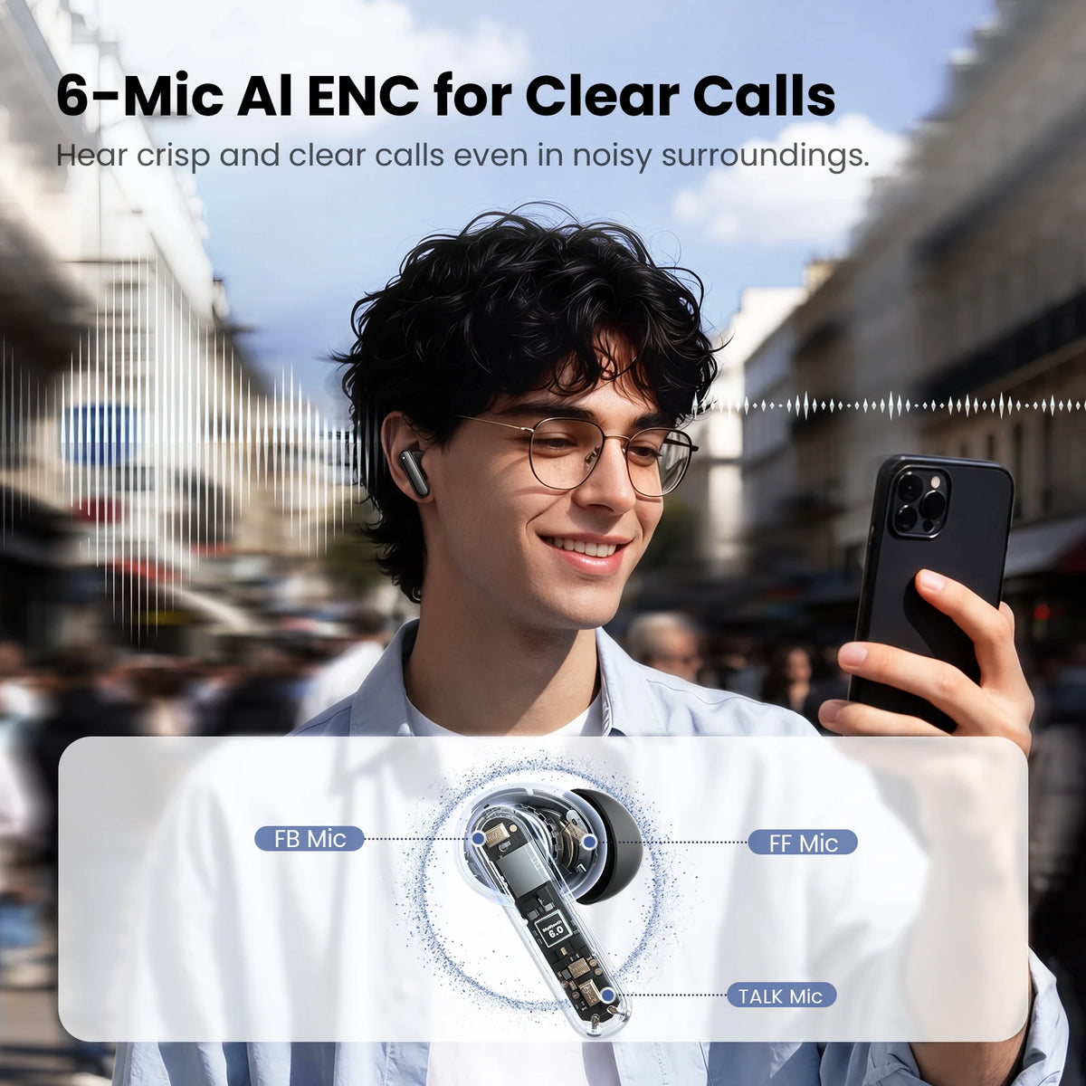 HAYLOU Flowbuds N50 ANC Bluetooth 6.0 Wireless Earphones Active Noise Cancellation 6 Mics AI Claer Call Earbuds 32H Playtime