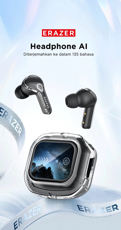Low Latency Earphones ERAZER XP16 Wireless Earbuds AI Translation High-definition LCD Display For Music Sports Gaming Office