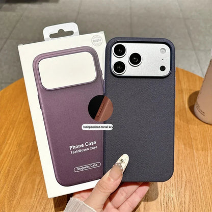 Luxury Official Technology Woven Magnetic Case For iPhone 18 17 16 15 14 13 Pro Max For Magsafe Technical Fabric Original Cover