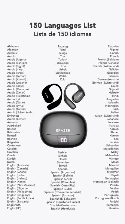Erazer XT66 Intelligent Translator Earphone Wireless Headphones Bluetooth Earbuds Real-time Translate Equalizer APP Built-in Mic