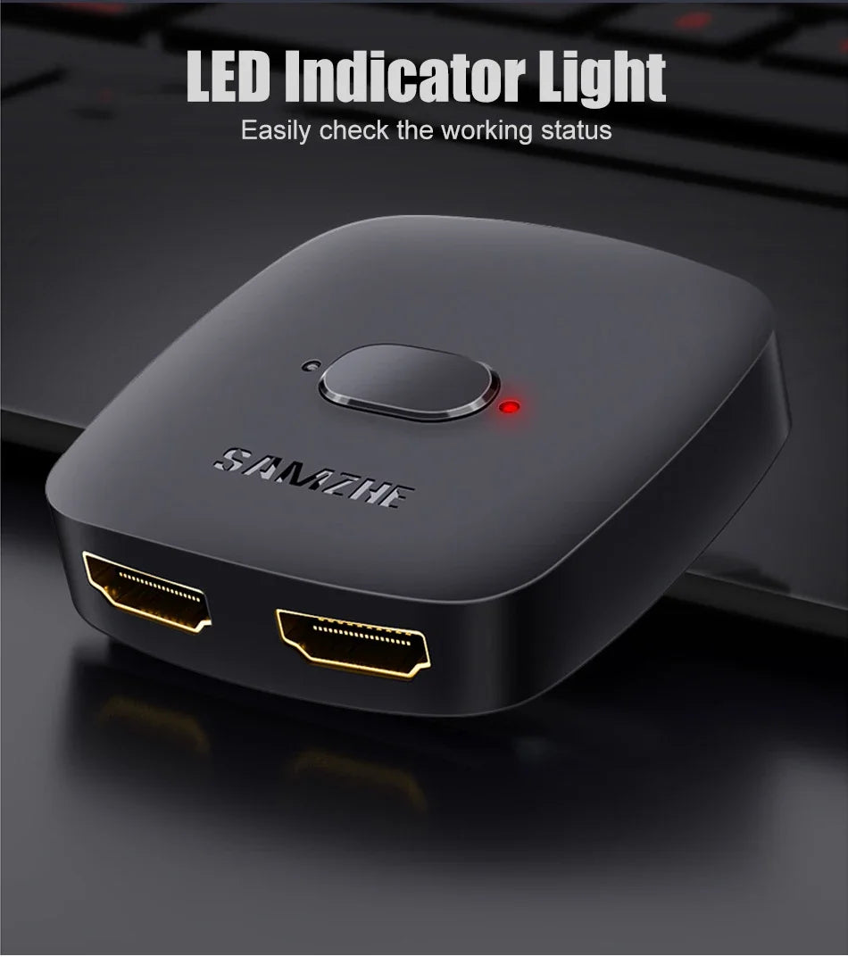 SAMZHE HDMI-compatible Splitter 4K HDMI-compatible Switch Bi-Direction Adapter HDMI Switcher 2 in 1 out for Laptop PC