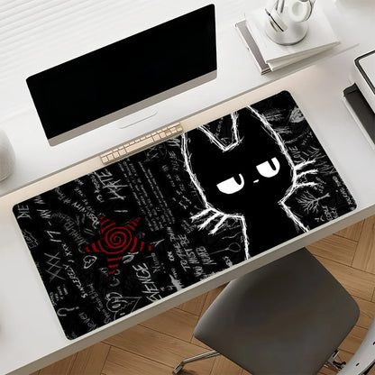 Cute Cartoon Creepy Cat Mouse Pad Non-slip Leather Gamer Balance Computer Mat Decoracion Deskmat Laptop Office Large Mouse Pad