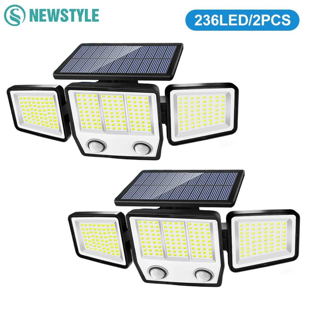 236/366LED Solar Motion Sensor Lights Outdoor Waterproof Solar Floodlight Wall Light 3  Mode Solar Security Lights Garden Yard P