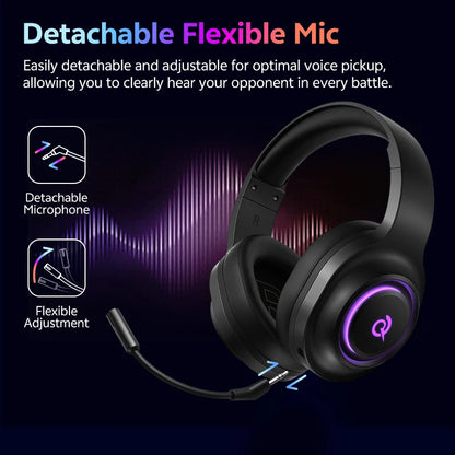 QCY Heroad V200 Over Ear Headphones 50mm Driver 7.1 Surround Sound Headset Wireless Bluetooth 6.0 Earphones for PC Laptop PS4/5