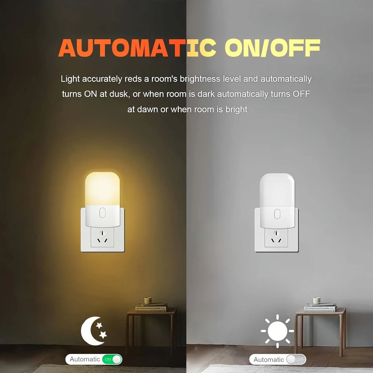 1/2 Set EU Plug in LED Light Sensor Night Lights for Kids Bedroom Auto Dusk to Dawn Sensor Dimmable Wireless Cabinet Lamp