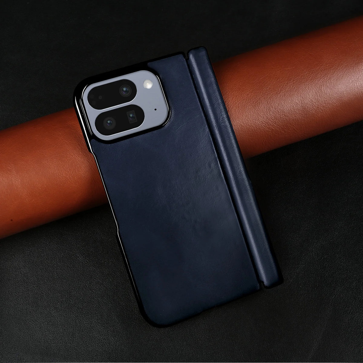 Luxury Genuine Leather Case for Google Pixel 11 Pro Fold 10Pro Fold Oil Wax Central Axis Pattern Phone Back Cases Without Front