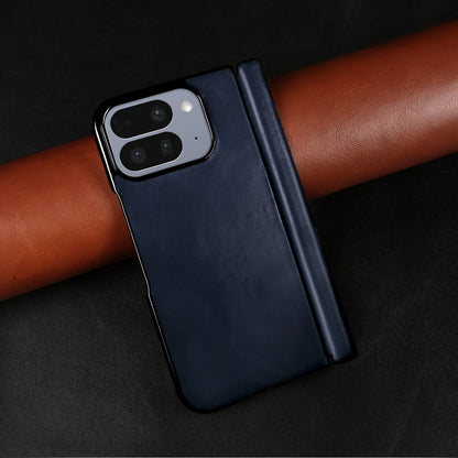 Luxury Genuine Leather Case for Google Pixel 11 Pro Fold 10Pro Fold Oil Wax Central Axis Pattern Phone Back Cases Without Front
