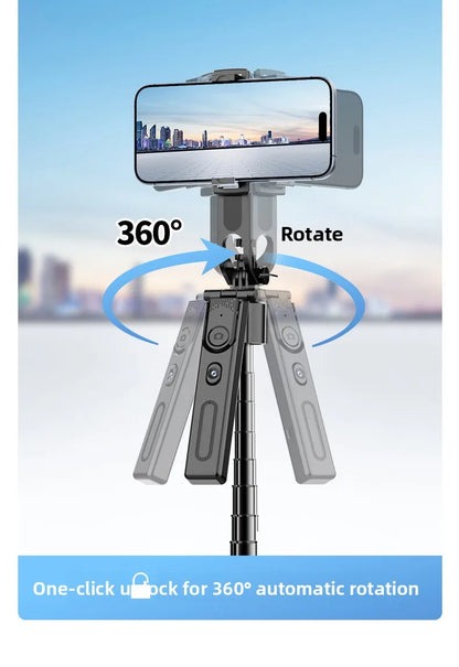 AI Face Tracking Selfie Stick Gimbal Stabilizer, Bluetooth Extendable Phone Tripod with 4-Axis Anti-Shake, Fill Light, Smart Aut