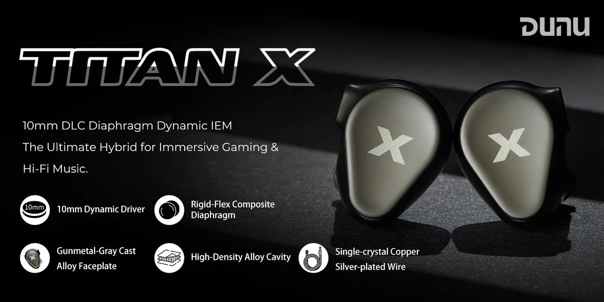 DUNU Titan X Earphones Dual Magnetic Dynamic Driver Metal Alloy Housing 3.5mm/TypeC Mic Earbuds For HiFi Earphone Audiophile
