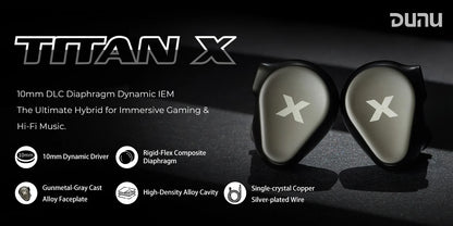 DUNU Titan X Earphones Dual Magnetic Dynamic Driver Metal Alloy Housing 3.5mm/TypeC Mic Earbuds For HiFi Earphone Audiophile