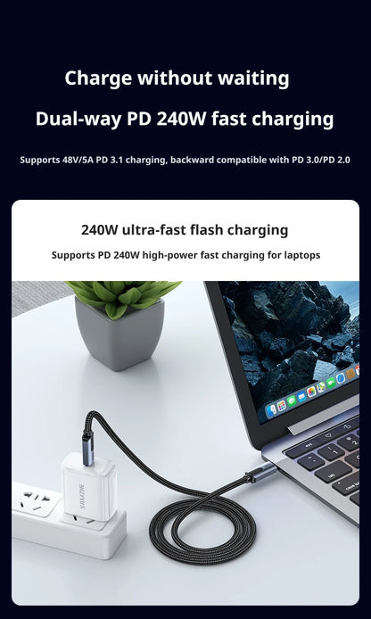 SAMZHE USB4 USB C to USB C Cable 40Gbps 8K 240W PD3.1 Fast Charging Type C Data Video Cable for MacBook iPhone iPad Monitor Dock