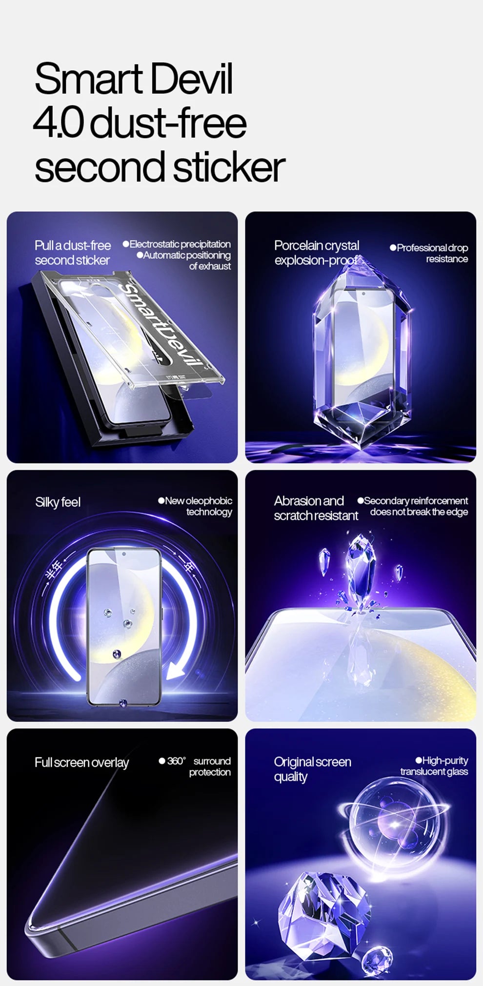SmartDevil Dust-free Tempered Glass Film for Samsung S26 Ultra HD Clear Screen Protector for Samsung S25 S24 Anti-fingerprint