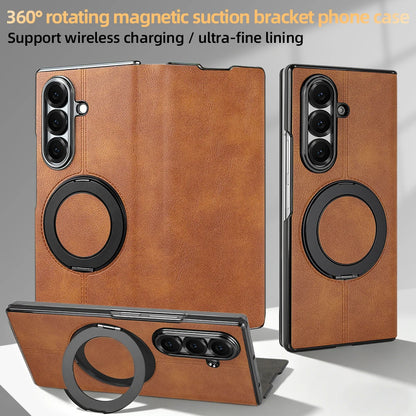 Magnetic Plain PU Leather Flip Phone Case With 360° Rotatable Ring Kickstand Holder for Samsung For Galaxy Z Fold 8 Ultra 7/6