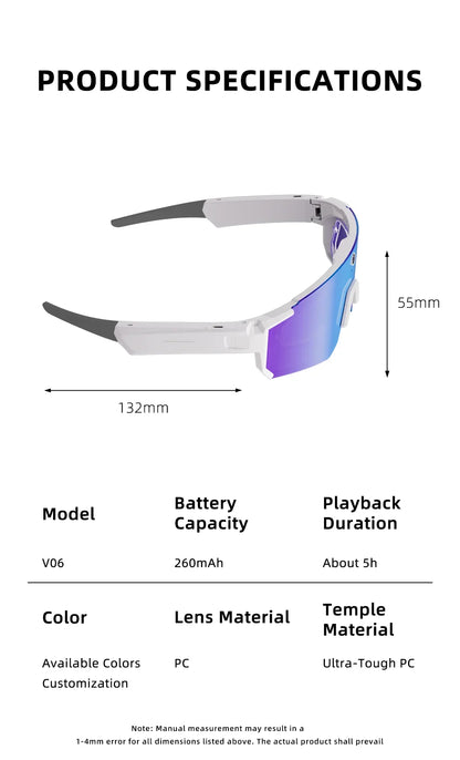 2026 New Smart Cycling Glasses 3200W Photo Pixel AI Intelligent Identification IP54 Waterproof Bluetooth 5.3 Smart Glasses