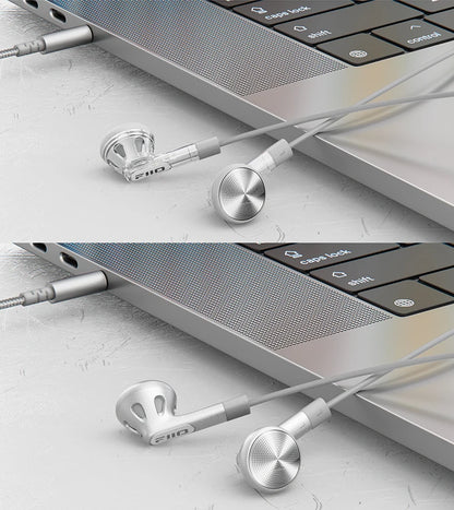 FiiO FF1 3.5mm HIFI Music Wired Bass Earbud 14.2mm Dynamic HD Microphone Earphone for Gaming Meeting Video