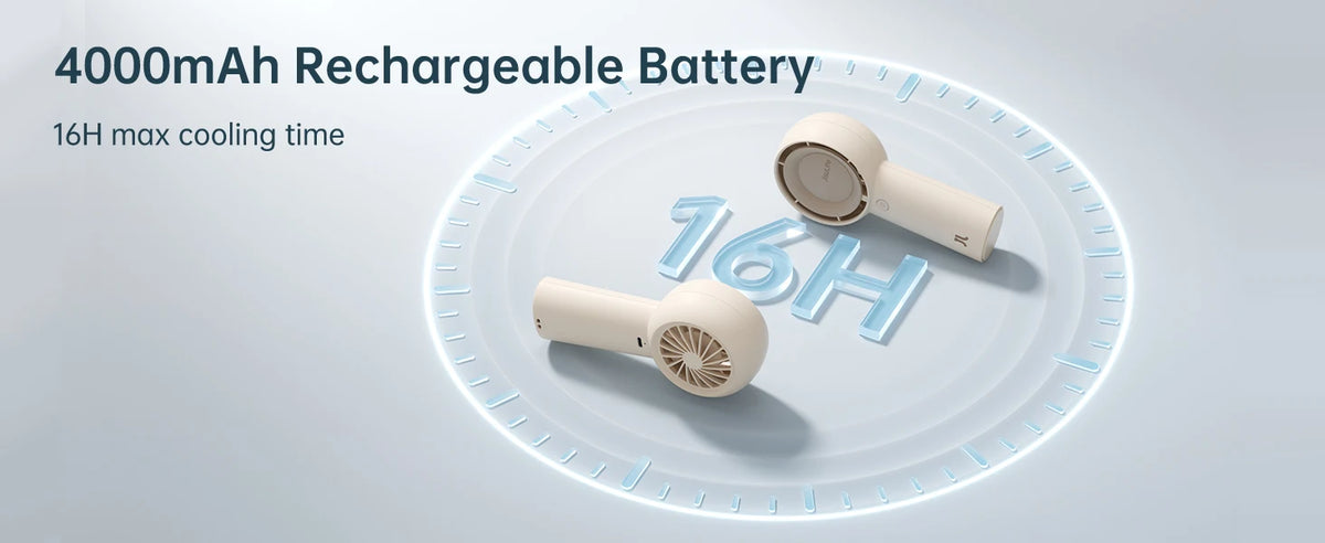 JISULIFE Handheld Turbo Fan, 4000mAh USB Rechargeable Battery , Small Pocket Fan with 5 Speeds, Protable for Travel/Home/Office