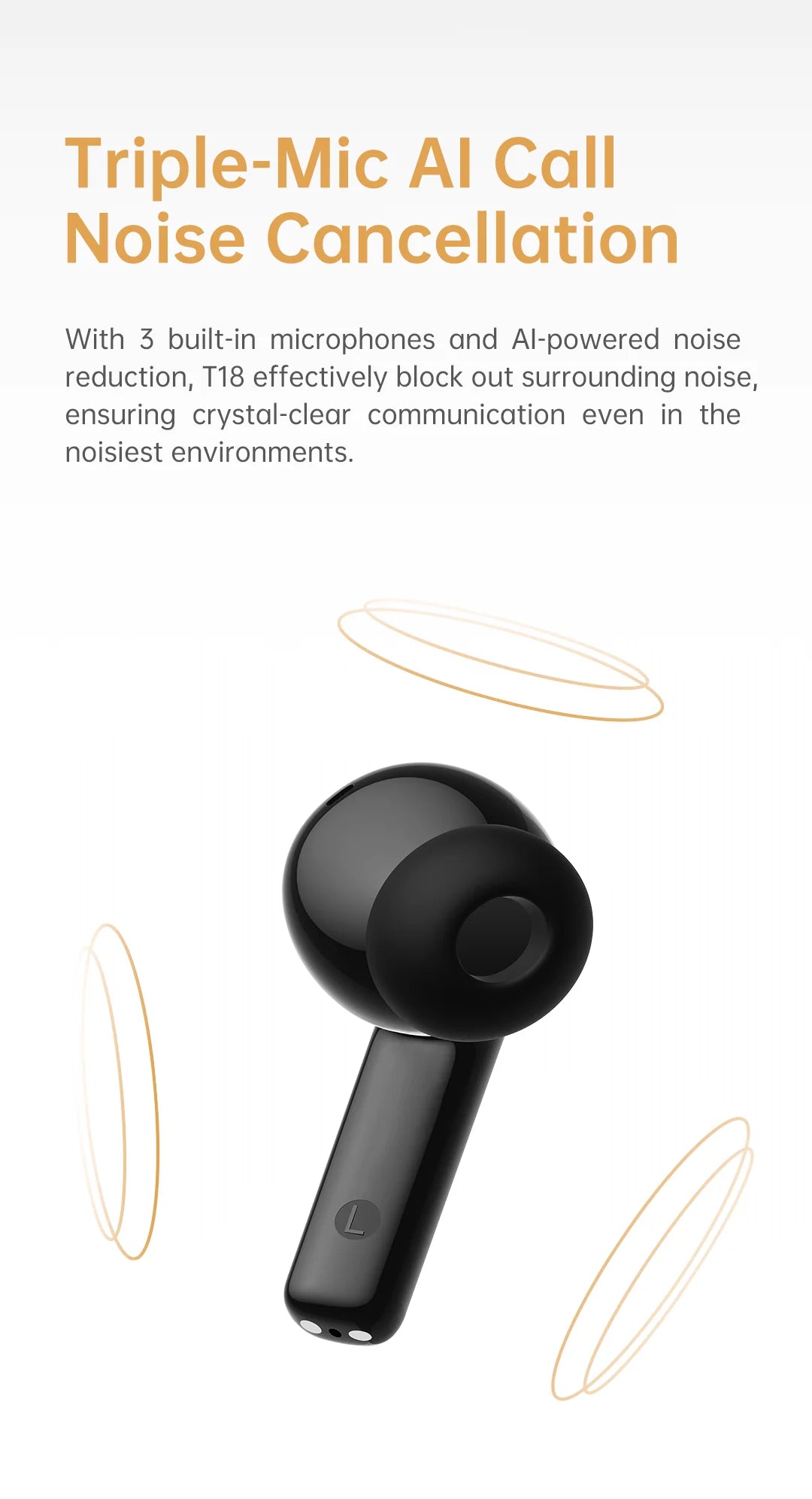 Black Shark T18 Wireless Earphones, Bluetooth 5.3 ANC TWS Earbuds, ENC Call 40h Playback Battery Level Display Hi-Fi Audio IP54