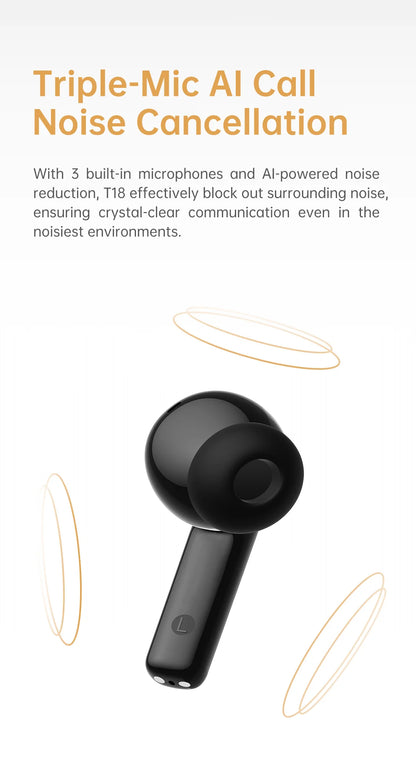 Black Shark T18 Wireless Earphones, Bluetooth 5.3 ANC TWS Earbuds, ENC Call 40h Playback Battery Level Display Hi-Fi Audio IP54