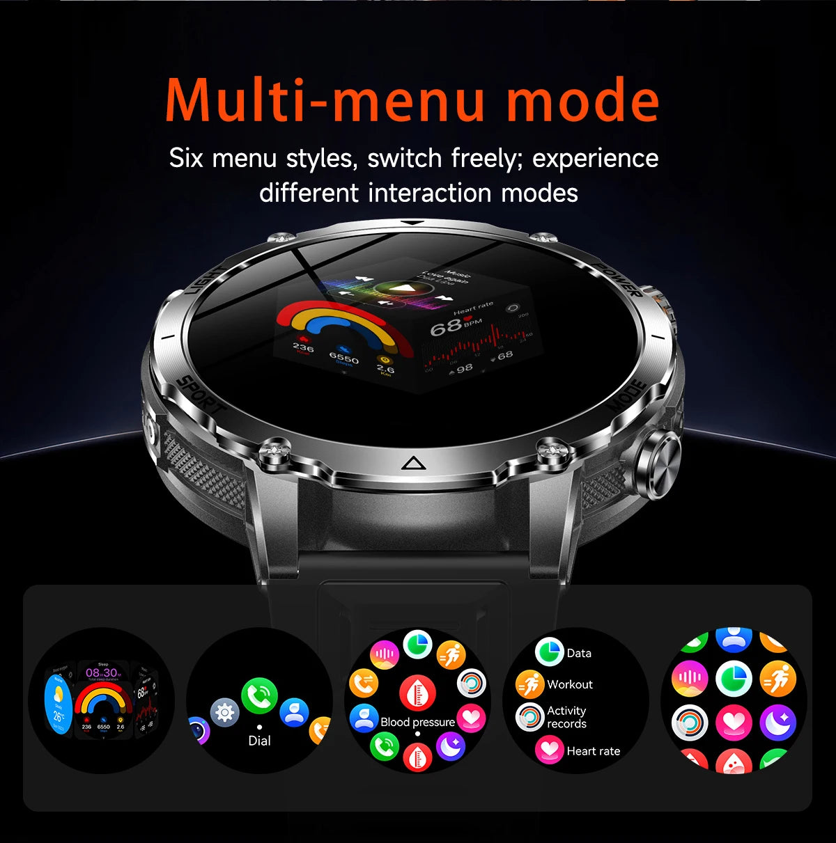 LIGE TANK Ultra 1400mAh Battery Military Smart Watch 10ATM Waterproof Heart Rate Flashlight Sports Bracelet Smartwatch Men Lady