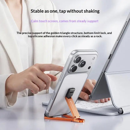 (.) Mini Foldable Keychain Phone Stand Multi-Angle Adjustable Lightweight Hands-Free Cell Phone Holder For Travel Desk