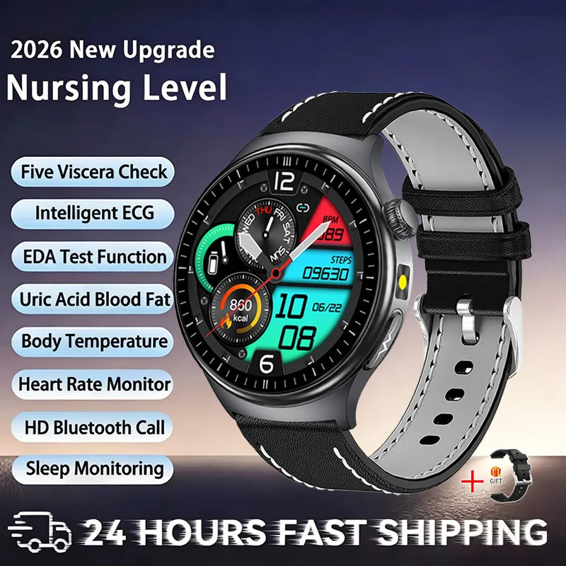 2026 New Accurate Diagnosis ECG Smart Watch Body Fat Blood oxygen BP Health Sport HD AMOLED Screen call Smart watch Men Women