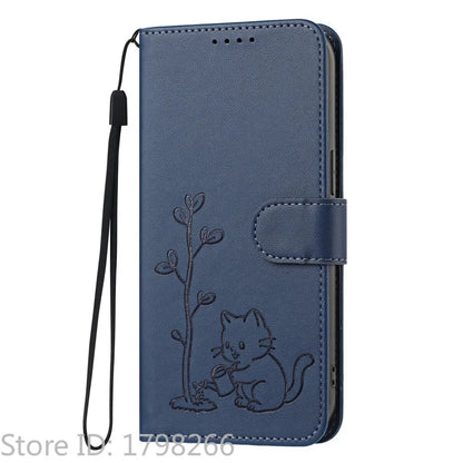 Cats & Trees Pattern Leather Phone Case For VIVO Y39 Y29 Y19S Y38 Y78+ Y17S Y27 Y36 Y16 Y56 5G Wallet Flip Cover Card Holder Bag