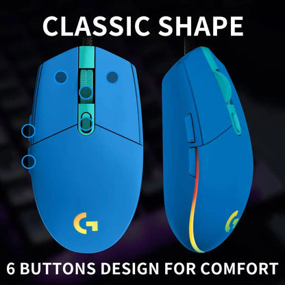 Logitech G203 Prodigy Wired Gaming Mouse 8000 DPI RGB Lighting 6 Buttons On-Board Memory 2.1m Cable Windows ChromeOS