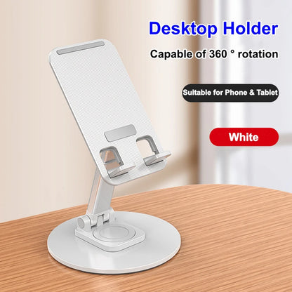 360 ° Rotating Multi-Angle Non-Slip Metal Base Foldable Universal Phone Stand for Desk Holder for iPhone 13/14/15 Pro Xiaomi S