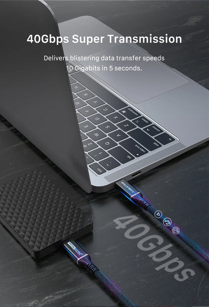 CABLETIME USB C to USB C Cable PD 240W Thunderbolt 4 40Gbps Type C to C 8K 60Hz Cable for Macbook Pro Fast Charge Cable