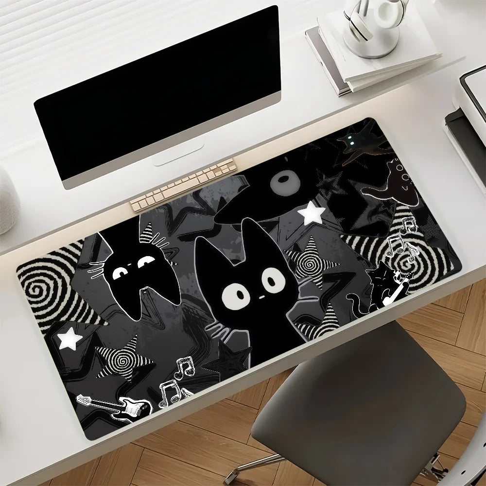 Cute Cartoon Creepy Cat Mouse Pad Non-slip Leather Gamer Balance Computer Mat Decoracion Deskmat Laptop Office Large Mouse Pad