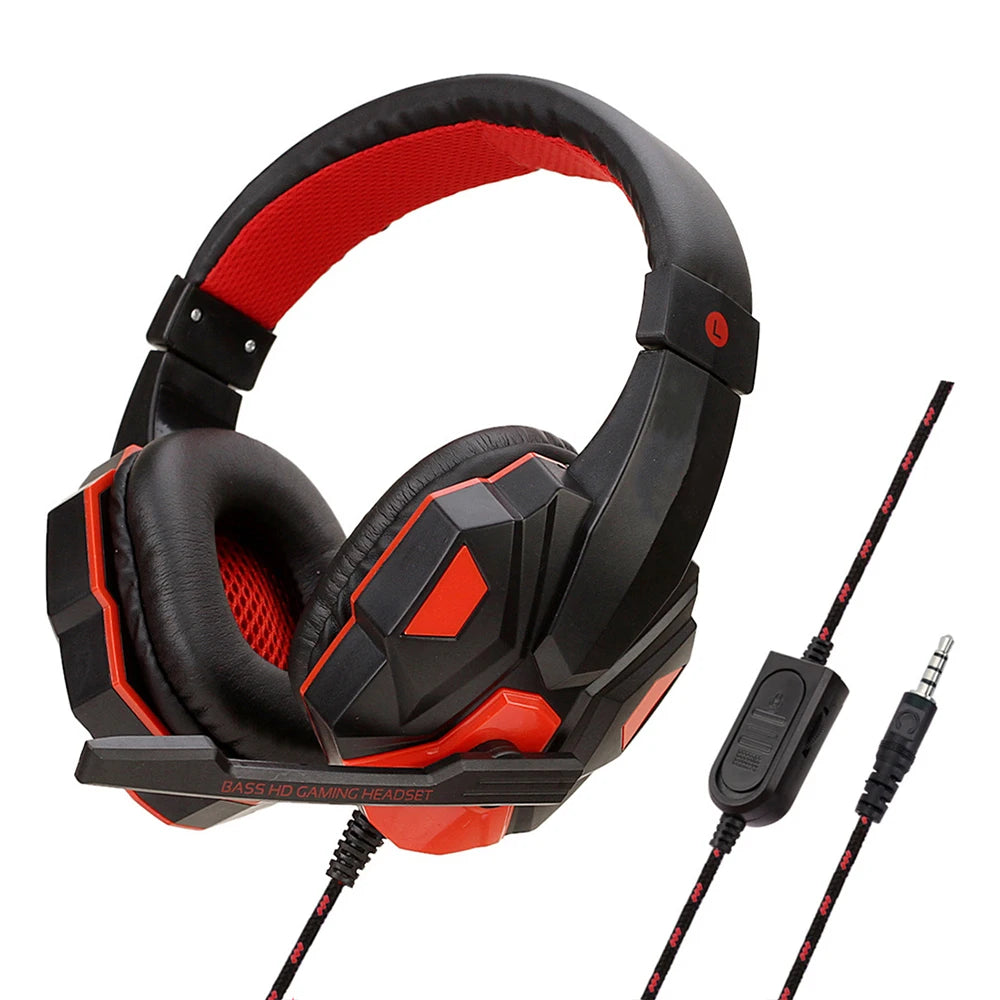 3.5mm Wired Gaming Headphones With LED Light Microphone Subwoofer Earphone Noise Cancelling Headset For Computer PS5 Xbox Switch
