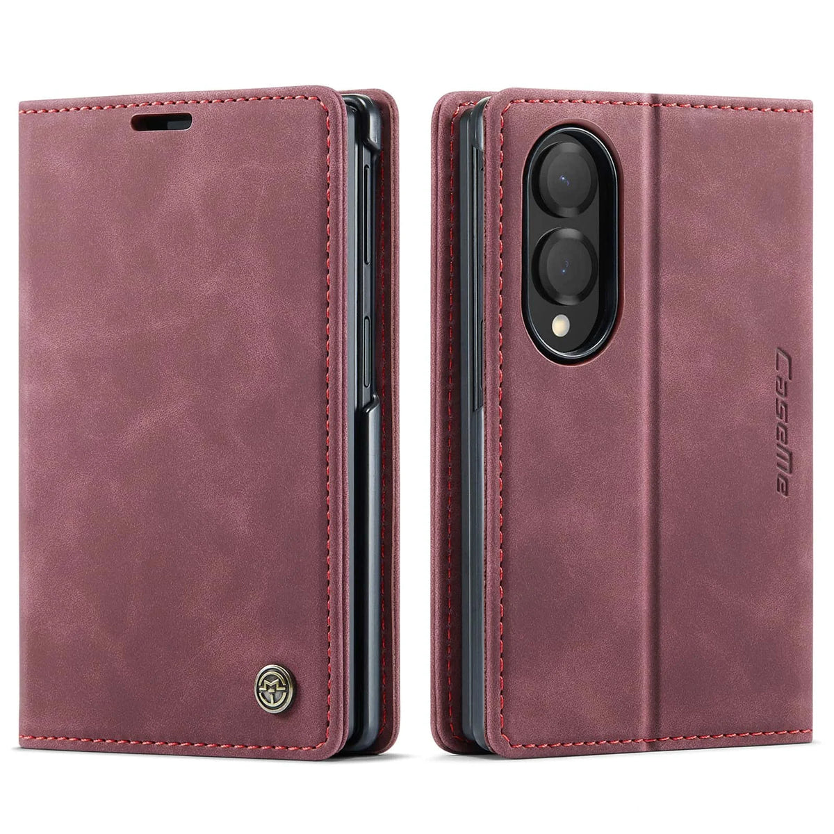 Shockproof Leather Case for Samsung Galaxy Z Fold 8 Flip Wallet Folio Card Holder Magnetic Clasp Protective Cover with Stand