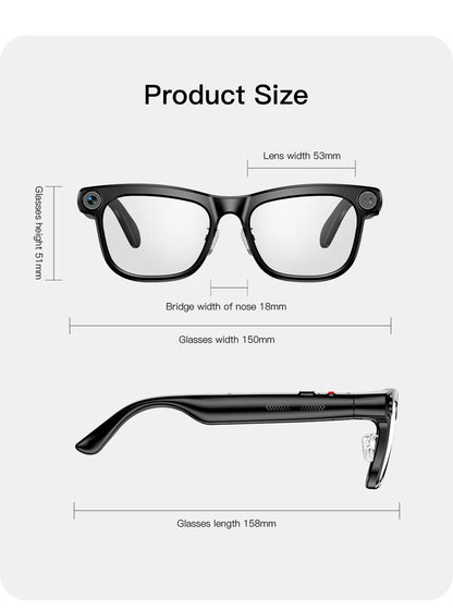 AI Smart Glasses ChatGPT Powered AI Assistant 13MP Camera Real Time Translation Smart Eyewear Bluetooth 5.4 Wearable Glasses