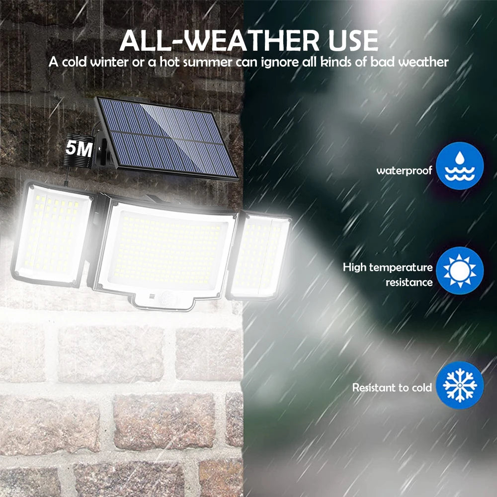 236/366LED Solar Motion Sensor Lights Outdoor Waterproof Solar Floodlight Wall Light 3  Mode Solar Security Lights Garden Yard P