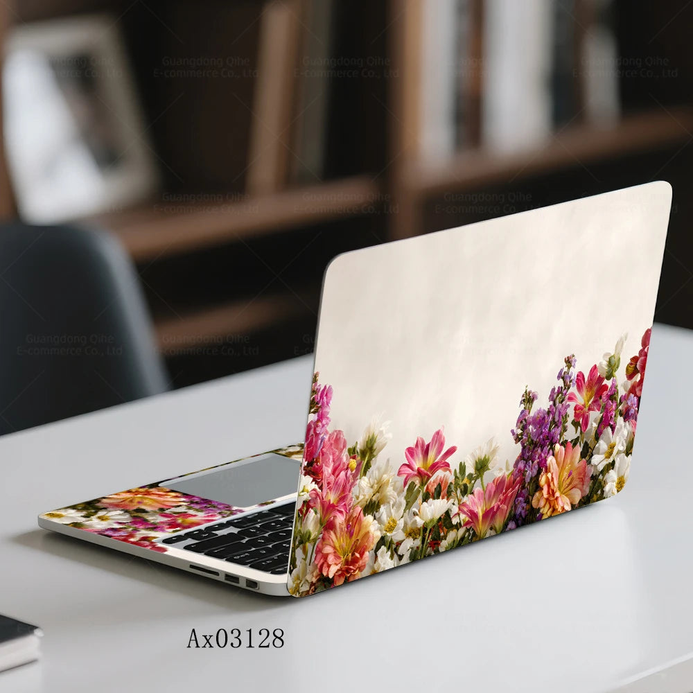 Pink Flower Laptop Stickers Self Adhesive Waterproof Anti Scratch Notebook Cover for Device Notebook MacBook Protective Skins