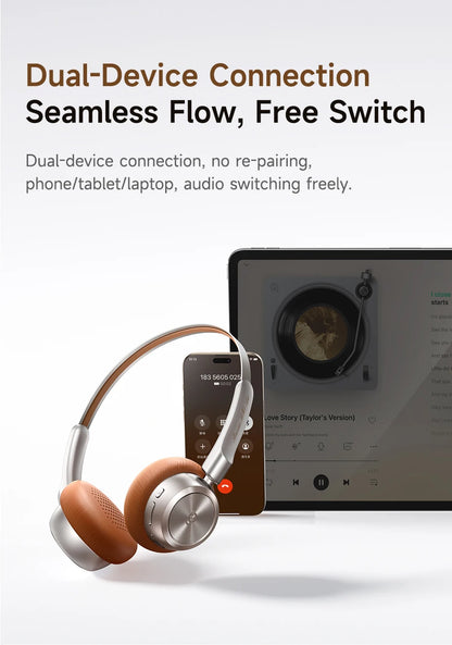 Baseus BH1 Air Wireless Headphones Bluetooth 6.0 ENC Noise Cancellation Lightweight 90g Over Ear Headset 80H Earphone