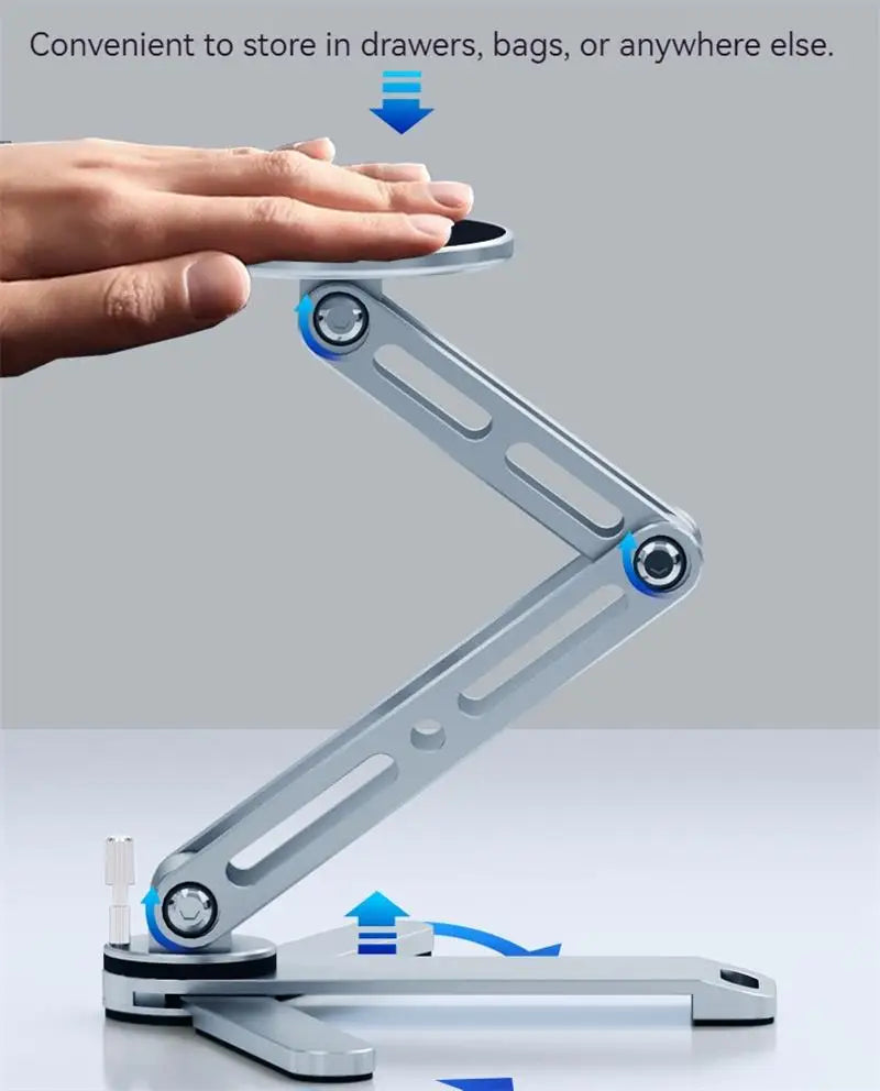 2-in-1 Alloy Magnetic Phone Stand, Foldable 360 Rotation, Handheld & Desktop Dual Use, Universal Compatible with Phone & Tablet